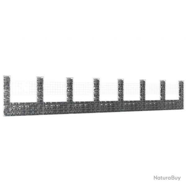 Panier de gabion en forme de U avec 8 poteaux Fer 860x20x150 cm alsavelo