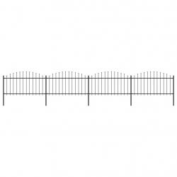 Clôture de jardin à dessus en lance Acier (1,25-1,5)x6,8 m Noir alsavelo
