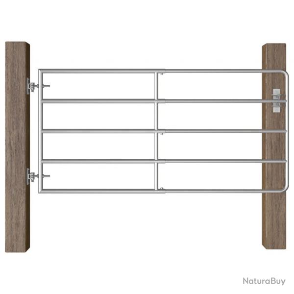 Portillon  5 barres Acier (95-170)x90 cm Argent alsavelo