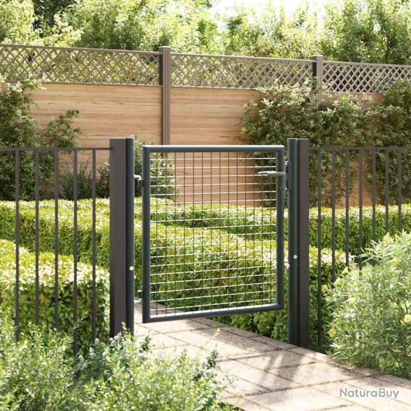 Portail en maille de jardin Acier galvanis 100 x 125 cm Gris alsavelo