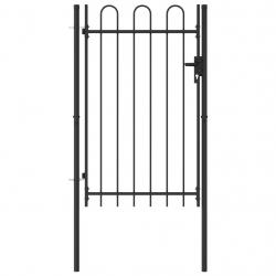 Portillon simple porte avec dessus arqué Acier 1x1,5 m Noir alsavelo