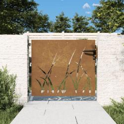 Portail de jardin 85x100 cm acier corten conception d'herbe alsavelo
