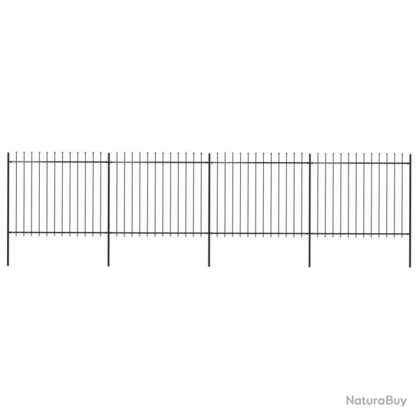 Clture de jardin avec dessus en lance Acier 6,8 x 1,5 m Noir alsavelo