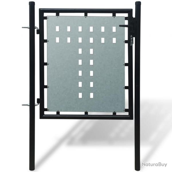 Portail simple de clture Noir 100x125 cm alsavelo