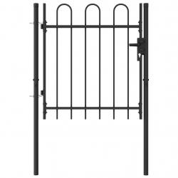 Portillon simple porte avec dessus arqué Acier 1x1 m Noir alsavelo