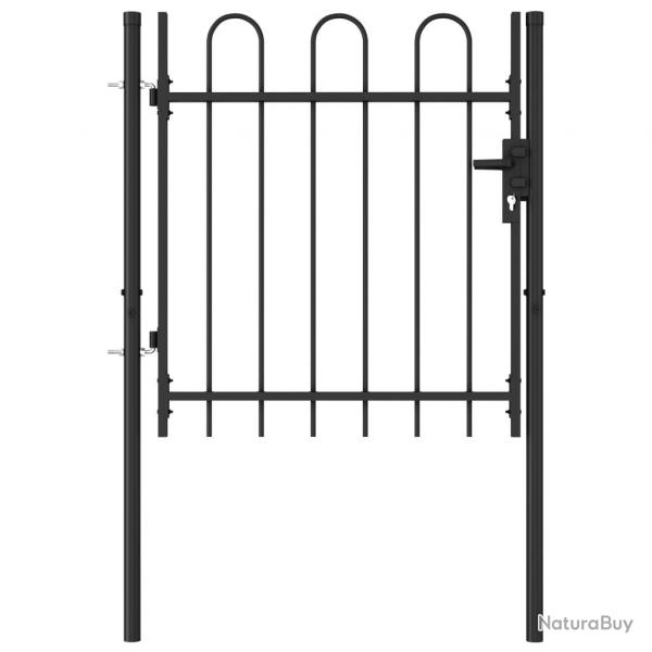Portillon simple porte avec dessus arqu Acier 1x1 m Noir alsavelo