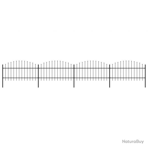 Clture de jardin  dessus en lance Acier (1-1,25)x6,8 m Noir alsavelo