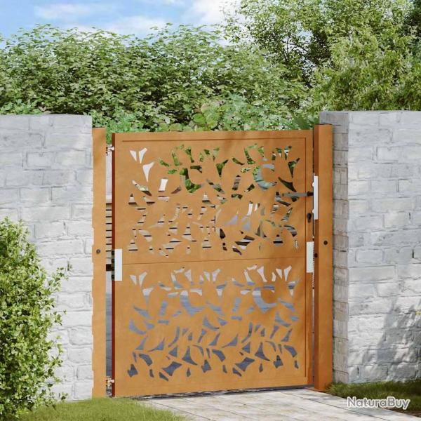 Porte de jardin acier rsistant aux intempries design feuilles alsavelo