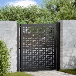 Portail de jardin noir 105x106 cm acier conception croisée alsavelo