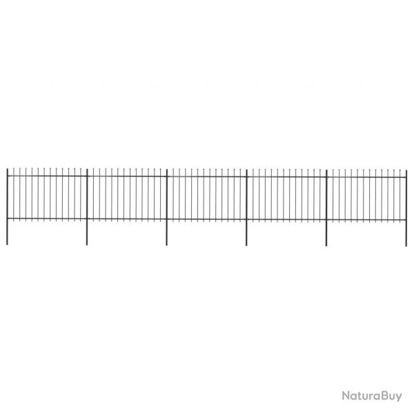 Clture de jardin avec dessus en lance Acier 8,5 x 1,2 m Noir alsavelo