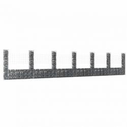 Panier de gabion en forme de U avec 7 poteaux Fer 740x20x150 cm alsavelo
