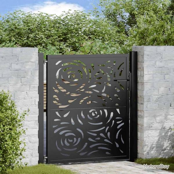 Portail de jardin noir 105x106 cm acier conception de flamme alsavelo