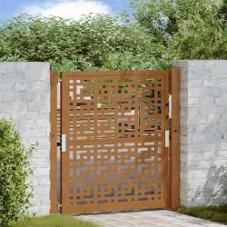 Porte de jardin acier résistant aux intempéries design croisé alsavelo
