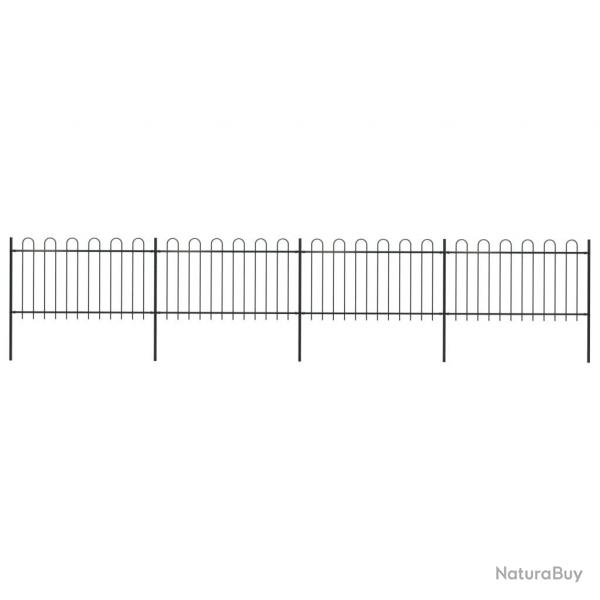 Clture de jardin avec dessus en cerceau Acier 6,8 x 1 m Noir alsavelo
