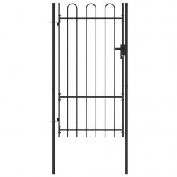 Portillon simple porte avec dessus arqué Acier 1x1,75 m Noir alsavelo