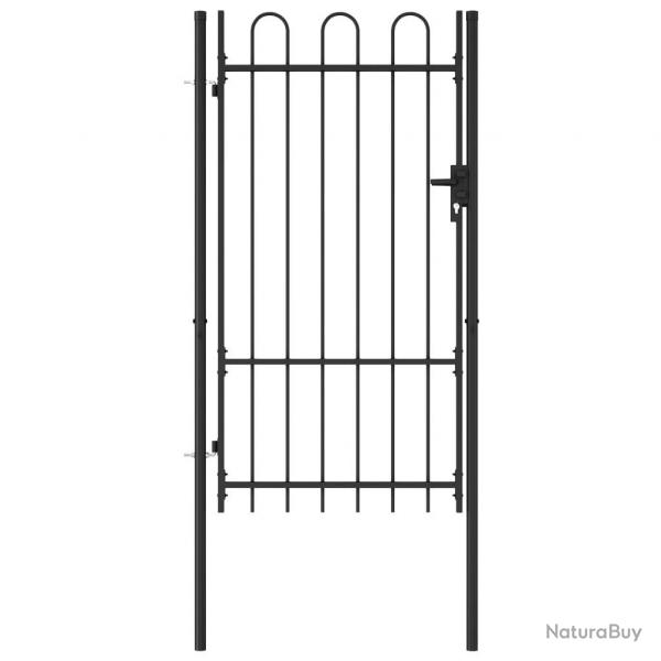 Portillon simple porte avec dessus arqu Acier 1x1,75 m Noir alsavelo