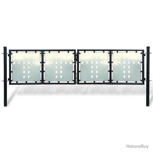 Portail simple de clture Noir 300x150 cm alsavelo