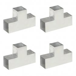 Connecteurs de poteau 4pcs Forme en T Métal galvanisé 101x101mm alsavelo