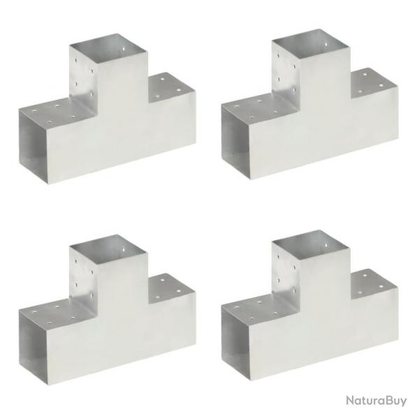Connecteurs de poteau 4pcs Forme en T Mtal galvanis 101x101mm alsavelo