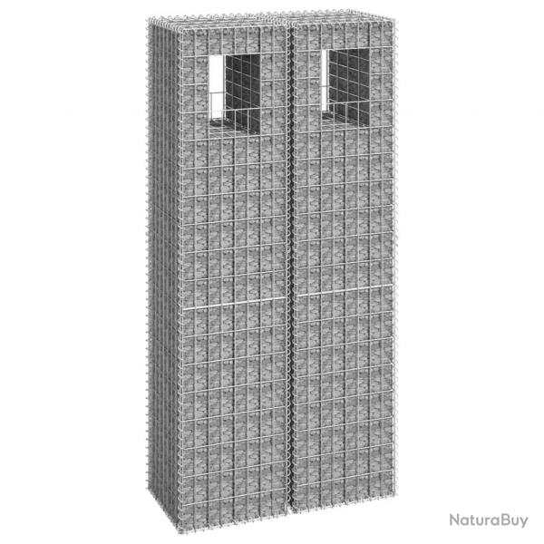 Poteaux  panier de gabion 2 pcs 40x40x180 cm Fer alsavelo