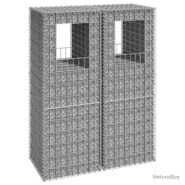 Poteaux  panier de gabion 2 pcs 50x50x140 cm Fer alsavelo