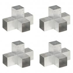 Connecteurs de poteau 4 pcs Forme en X Métal galvanisé 91x91 mm alsavelo