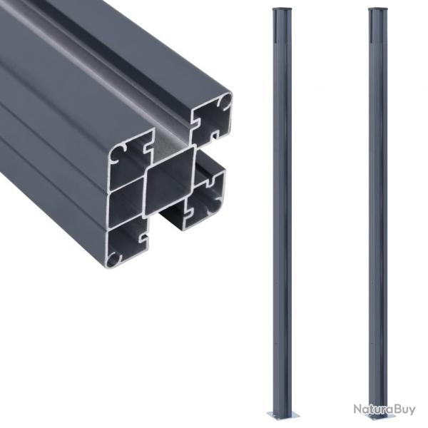 Poteaux de clture 2 pcs Gris fonc 185 cm Aluminium alsavelo