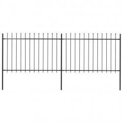 Clôture de jardin avec dessus en lance Acier 3,4x1,2 m Noir alsavelo