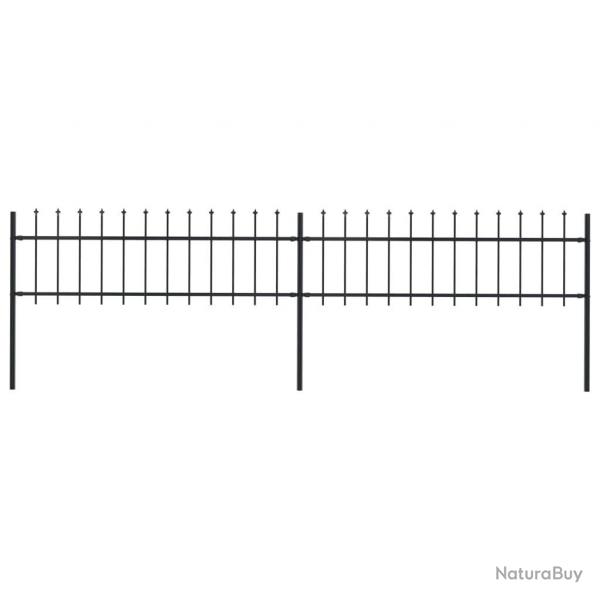 Clture de jardin avec dessus en lance Acier 3,4 x 0,6 m Noir alsavelo