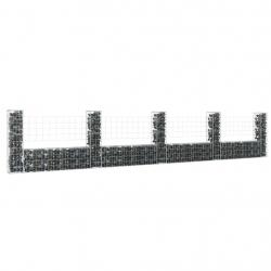 Panier de gabion en forme de U avec 5 poteaux Fer 500x20x100 cm alsavelo