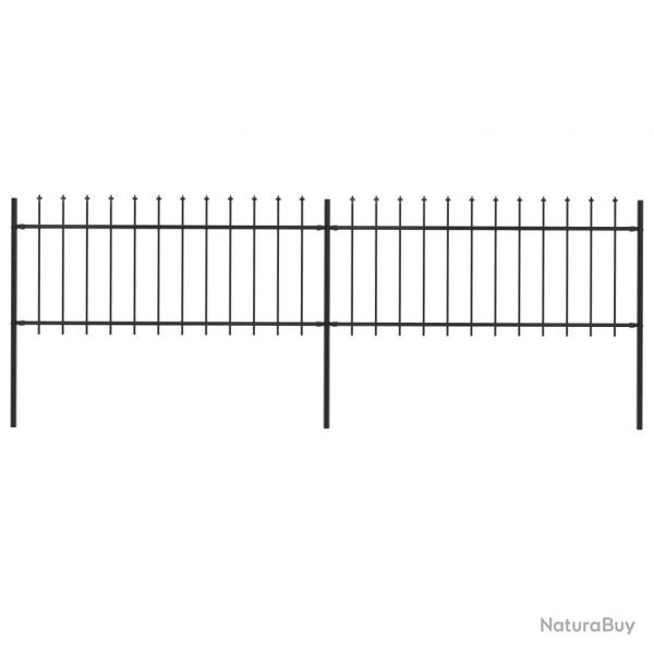 Clture de jardin avec dessus en lance Acier 3,4x0,8 m Noir alsavelo