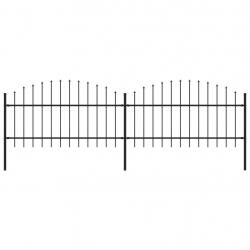 Clôture de jardin à dessus en lance Acier (1-1,25)x3,4 m Noir alsavelo