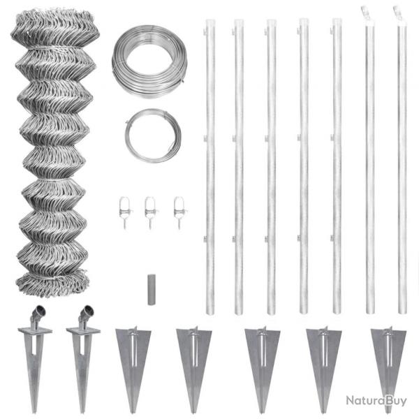 Clture  mailles losanges et poteaux acier galvanis 15x1 m alsavelo