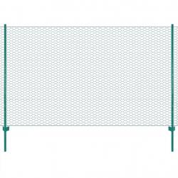 Clôture en grillage métallique avec poteaux Acier 25x2 m Vert alsavelo