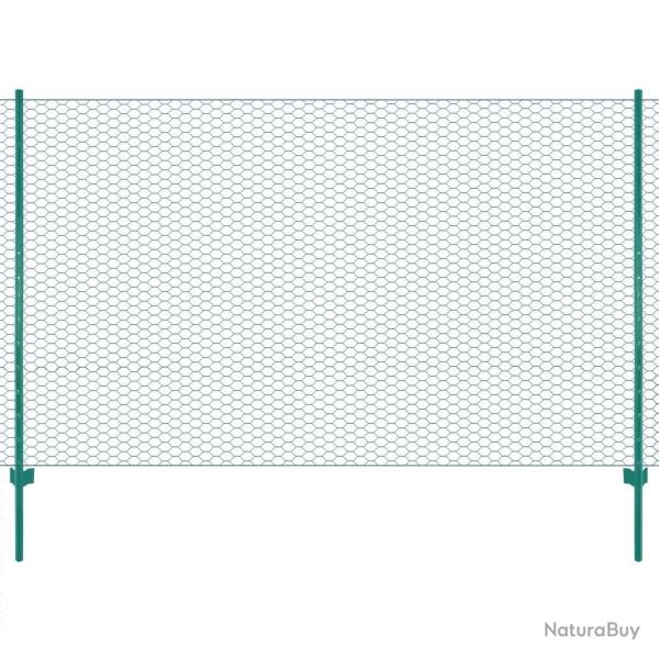 Clture en grillage mtallique avec poteaux Acier 25x2 m Vert alsavelo