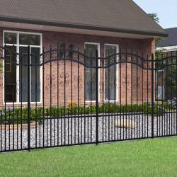 Clôture de jardin avec sommet de lance Noir 190 cm alsavelo