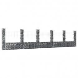 Panier de gabion en forme de U avec 6 poteaux Fer 620x20x150 cm alsavelo