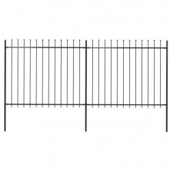 Clôture de jardin avec dessus en lance Acier 3,4 x 1,5 m Noir alsavelo
