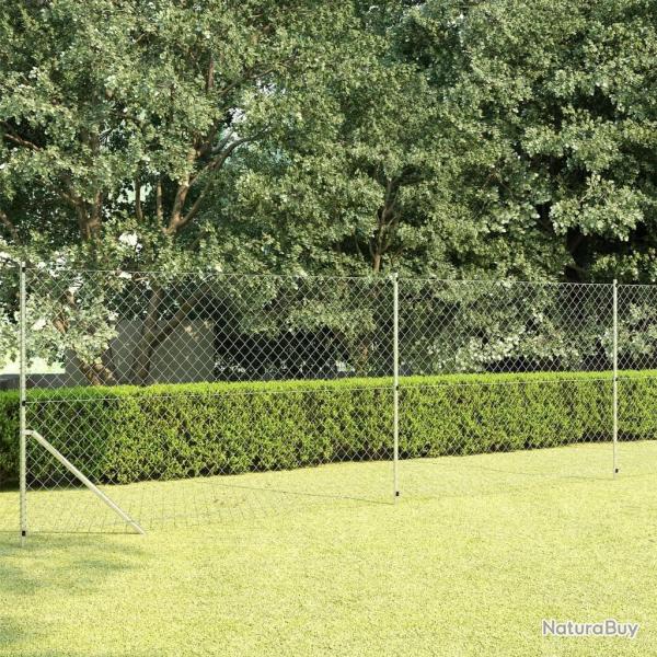 Clture  mailles avec poteaux Acier galvanis 15x1,5 m Argent alsavelo