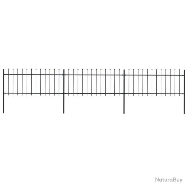 Clture de jardin avec dessus en lance Acier 5,1 x 0,8 m Noir alsavelo