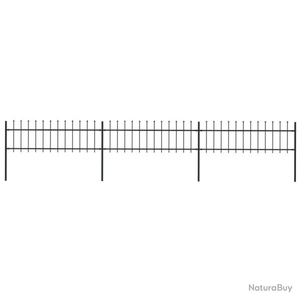Clture de jardin avec dessus en lance Acier 5,1 x 0,6 m Noir alsavelo
