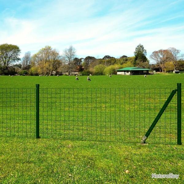 Clture Euro Acier 10 x 1,5 m Vert alsavelo