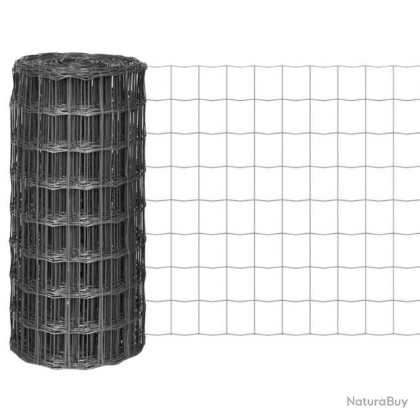 Clture euro Acier 25 x 0,8 m Gris alsavelo