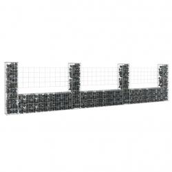 Panier de gabion en forme de U avec 4 poteaux Fer 380x20x100 cm alsavelo