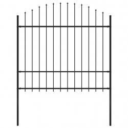 Clôture de jardin avec dessus en lance Acier 1,7 m Noir alsavelo