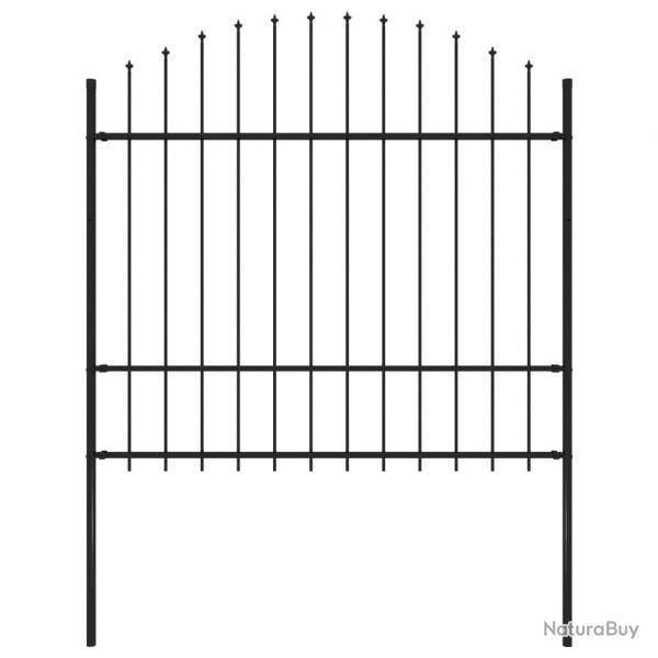 Clture de jardin avec dessus en lance Acier 1,7 m Noir alsavelo
