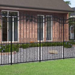 Clôture de jardin avec sommet de lance Noir 222 cm alsavelo