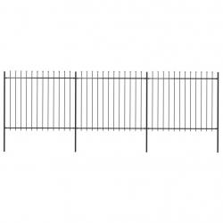 Clôture de jardin avec dessus en lance Acier 5,1 x 1,5 m Noir alsavelo