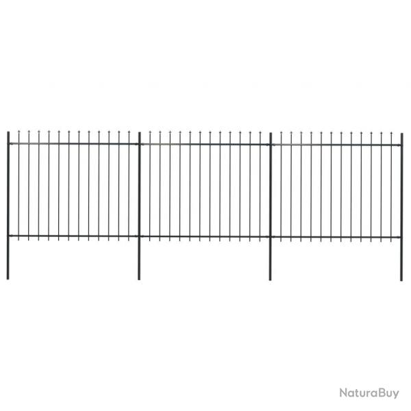 Clture de jardin avec dessus en lance Acier 5,1 x 1,5 m Noir alsavelo