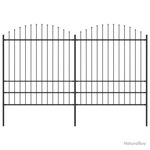 Clture de jardin  dessus en lance Acier (1,75-2)x3,4 m Noir alsavelo